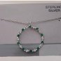 Simulated Emerald & Clear Crystal, Sterling Silver Necklace