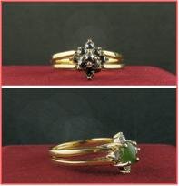 REVERSIBLE GENUINE JADE & HEMATITE RING SZ 7