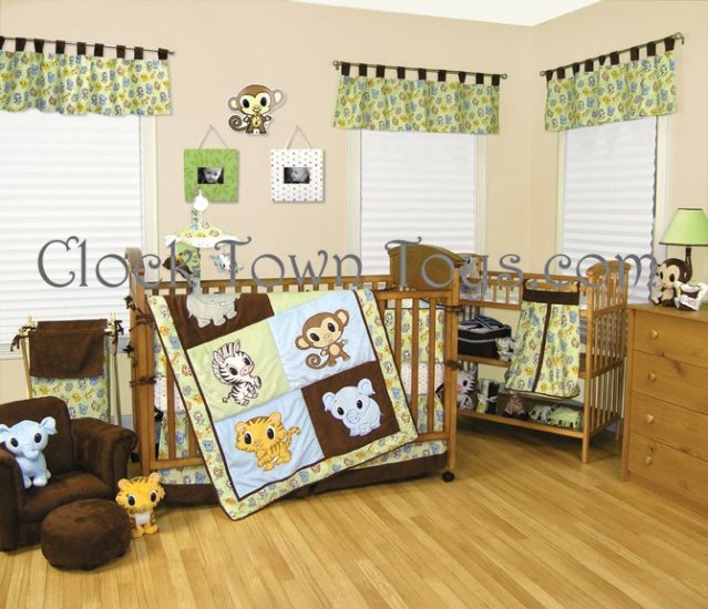6PC Chibi Zoo Monkey Infant Baby Crib Bedding Set 106520