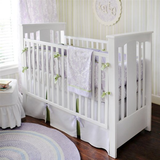 New Arrivals 3PC Sweet Violet Lavender Damask Floral Crib Bedding BCSweetviolet