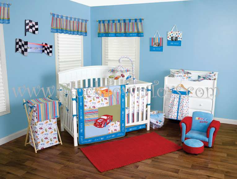 4PC NASCAR Racing Cars BLUE Crib Baby Bedding 40037