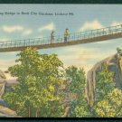 1940s Lookout Mountain, Swing-A-Long Bridge in Rock City, CHATTANOOGA, Tennessee - LINEN Postcard
