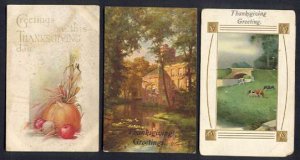 Vintage ca. 1912 THANKSGIVING Postcards (3) - Used