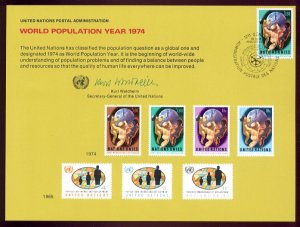 UNITED NATIONS POSTAL ADMINISTRATION Souvenir Card #6 - 1974 POPULATION YEAR - First Day (Geneva)