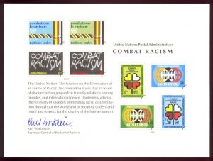 UNITED NATIONS POSTAL ADMINISTRATION Souvenir Card #12 - 1977 COMBAT RACISM - Mint