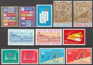 UNITED NATIONS (New York) - 1969 Complete Year Set (Sc. #192-202, C14) - MNH