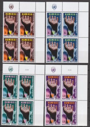 UNITED NATIONS (NY/Geneva) - 1975 Namibia (Sc. #263-4/#53-4) - Inscription Blocks of 4 - MNH