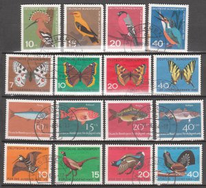 GERMANY - 1962//65 4 Sets Wildlife (Sc. #B380-3, B388-91, B396-9, B404-7) - Used