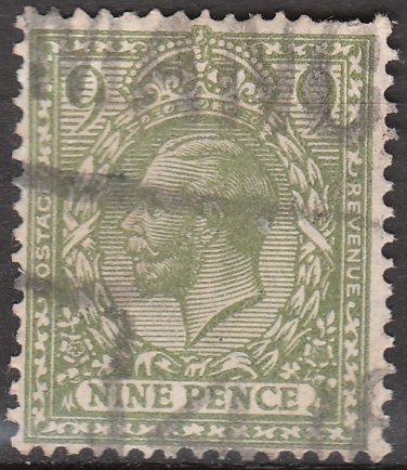 GREAT BRITAIN Postage Stamp - 1924 - 9p King George V (Sc. #198) - Used