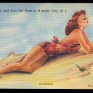 1948 Atlantic City, New Jersey - "REFRESHING" Bathing Beauty - LINEN Postcard