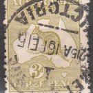 AUSTRALIA Postage Stamp - 1913 - 3p Kangaroo & Map (Sc. #5) - Used
