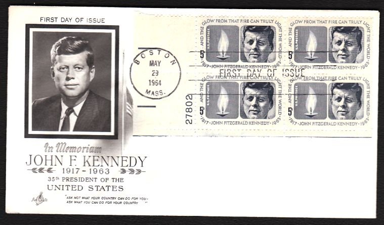 ART CRAFT - 1964 John F. Kennedy Memorial (#1246) FDC - PB UA