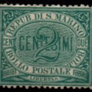 SAN MARINO Postage Stamp - 1877 - 2c Numeral (Sc. #1) - Unused (no gum)