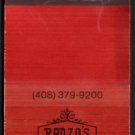 RENZO'S CONTINENTAL CUISINE - Campbell, California - 1980s Vintage Matchbook Cover