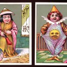 JERSEY COFFEE Victorian Trade Cards (2) - Children in fancy outfits (kimono, clown suit)