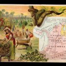 1889 Victorian Trade Card -Arbuckle Brothers Coffee Company- Map of  UNITED STATES OF COLUMBIA (#70)