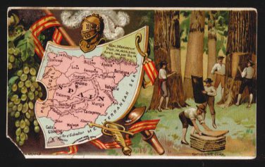 1889 Victorian Trade Card - Arbuckle Brothers Coffee Company - Map of SPAIN (#75)