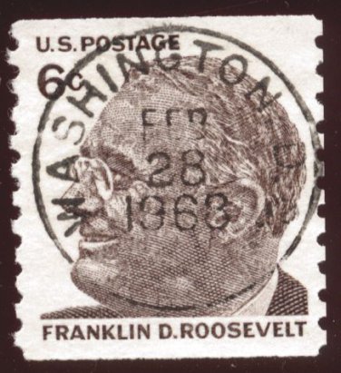 Bullseye (SOTN) First Day Dated Stamp - 1968 Franklin D. Roosevelt coil (#1305)