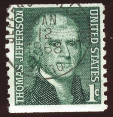 Bullseye (SOTN) First Day Dated Stamp - 1968 Thomas Jefferson coil (#1299)