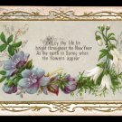 Victorian NEW YEAR Greeting Card - "May thy life be bright..." - small flowers