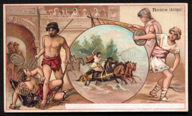 CHICOREE A LA BERGERE Victorian Trade Card - "Rome (Antique)" (Ancient Rome) - Sports & Pastimes