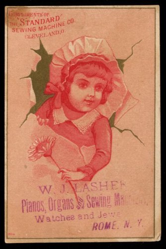 STANDARD SEWING MACHINE CO. - Cleveland, Ohio - Victorian TC - girl with flower