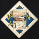LION COFFEE Victorian Trade Card - Woolson - country house, tiny birds, ivy