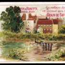 DUROYON & RAMETTE Victorian Trade Card - large buildings, marshy pond or river
