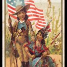 CHOCOLAT POULAIN Victorian Trade Card - "ETATS-UNIS" - American flag, buckskin