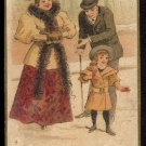 BISCUITS GUILLOUT Victorian Trade Card - well-dressed woman, man, little girl