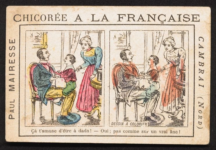 CHICOR&Atilde;�E A LA FRAN&Atilde;�AISE, Paul Mairesse Victorian Trade Card - mom, dad and boy
