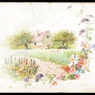 CHOCOLAT D'AIGUEBELLE Victorian Trade Card - farm house, multicolored flowers