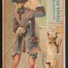 SAVON NORMAL Victorian Trade Card - boy and dog, tricorne hat, pince-nez glasses