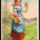 AYER'S CHERRY PECTORAL Victorian Trade Card - woman with basket of cherries