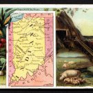 1889 Victorian Trade Card - Arbuckle Brothers Coffee Company - Map of INDIANA (#90)