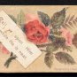 1878 PRANG Victorian Bible Verse Card - roses and ferns