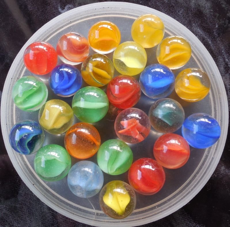 25 Vintage Cat's Eye Marbles - Multiple Vanes - Assorted Colors - 1950s ...