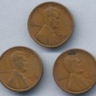 1919 Lincoln "Wheat" Cents (3) - All 3 Mints (P/D/S) - Circulated