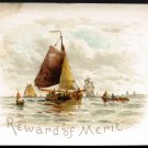 RAPHAEL TUCK Reward of Merit Card - "Dutch fishing Crafts on the Schelde", boats