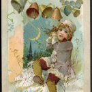 1890 LION COFFEE Victorian Trade Card - Woolson - Christmas #5 - child w/ bells