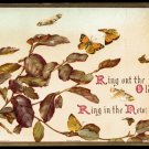 RAPHAEL TUCK Victorian NEW YEAR'S Card - butterflies - Adelaide Proctor verse