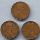 1937 Lincoln "Wheat" Cents (3) - All 3 Mints (P/D/S) - Circulated
