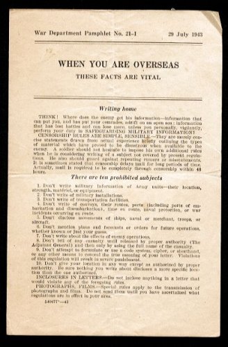 WORLD WAR II - War Department Pamphlet No. 21-1 - 29 July 1943