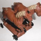 AUB-RUBR - Pair of Small Vintage Toy Horses on Wheels (damaged / repaired)