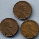 1952 Lincoln "Wheat" Cents (3) - All 3 Mints (P/D/S) - Circulated