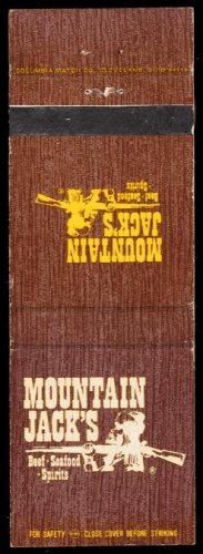 MOUNTAIN JACK'S - Beef-Seafood-Spirits - 1970s(?) Vintage Matchbook Cover