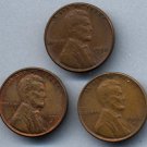 1950 Lincoln "Wheat" Cents (3) - All 3 Mints (P/D/S) - Circulated