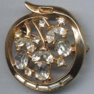 Vintage TRIFARI Floral Brooch with 20 Clear Stones