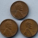 1947 Lincoln "Wheat" Cents (3) - All 3 Mints (P/D/S) - Circulated