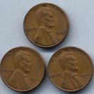 1946 Lincoln "Wheat" Cents (3) - All 3 Mints (P/D/S) - Circulated